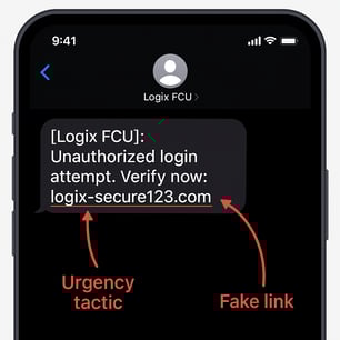 Logix FCU Scam Text Alert