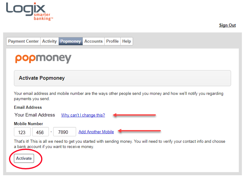 Paying People with PopMoney