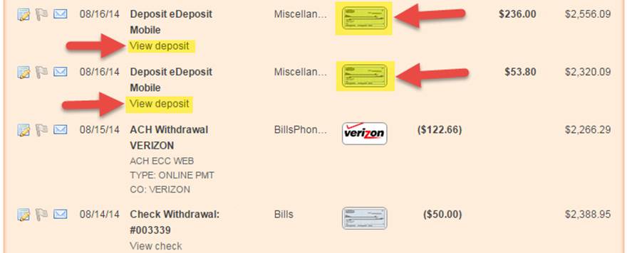 Online Banking Deposit Images