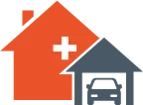 Logo depicting a house with a red cross symbol, representing home improvement or renovation services.